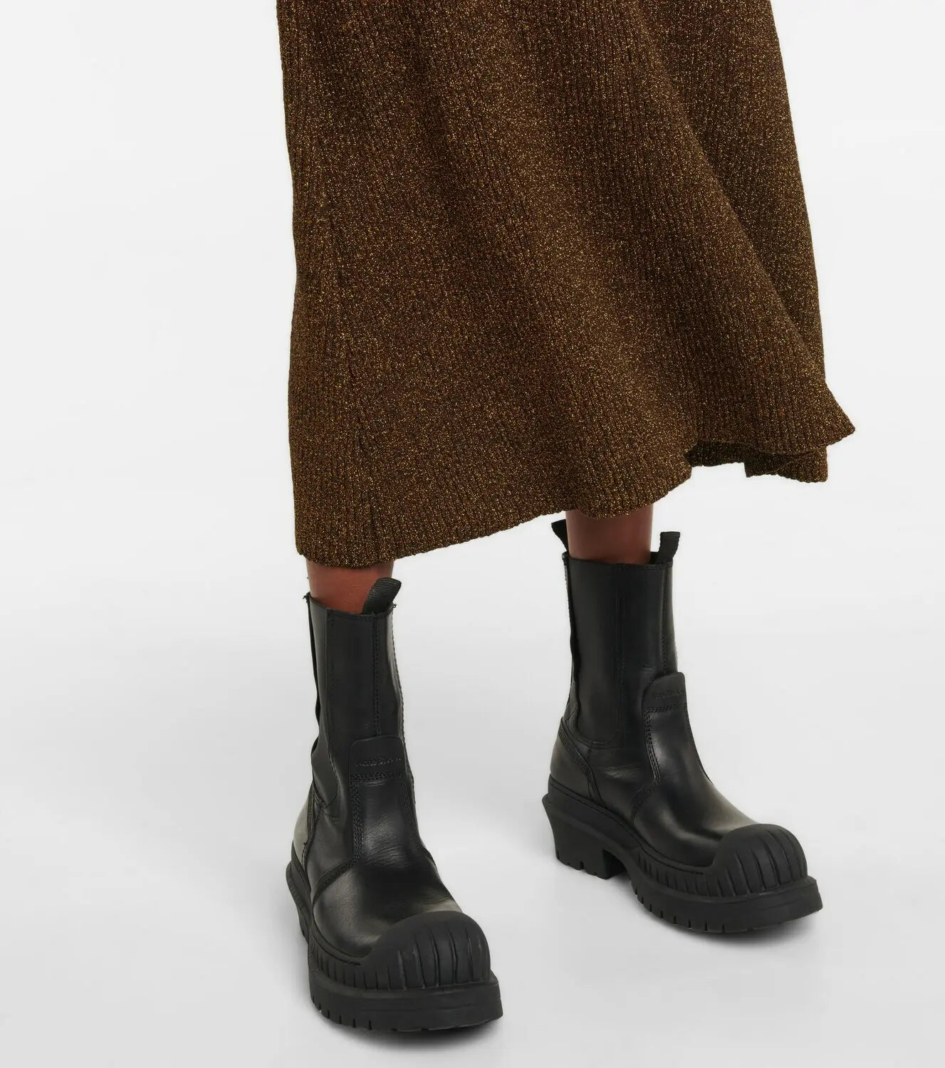 Knitwear manufacturer Custom OEM & ODM women Metallic ribbed knit sweater dress winter warm long sleeve sweater dress