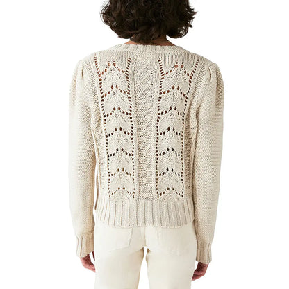 knitwear manufacturer Custom knit sweater long sleeve embroidered floral cardigan ladies hollow out cardigan women sweater