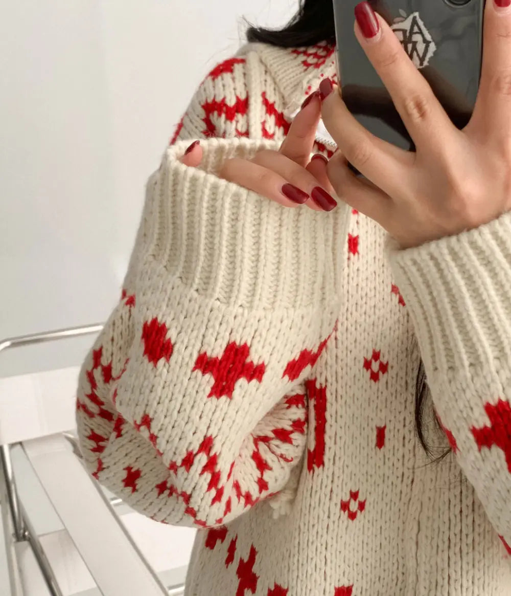 Custom LOGO Christmas pattern Zipper Hoodie Cardigan Women's Knitted Sweater Winter Thick Warm sweater for women
