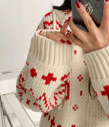 Custom LOGO Christmas pattern Zipper Hoodie Cardigan Women's Knitted Sweater Winter Thick Warm sweater for women