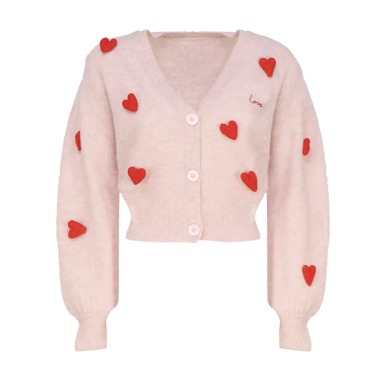 Knitwear manufacturer Custom sweater woman cropped Cardigan embroidered logo Sweater ladies Knit heart Sweater for women