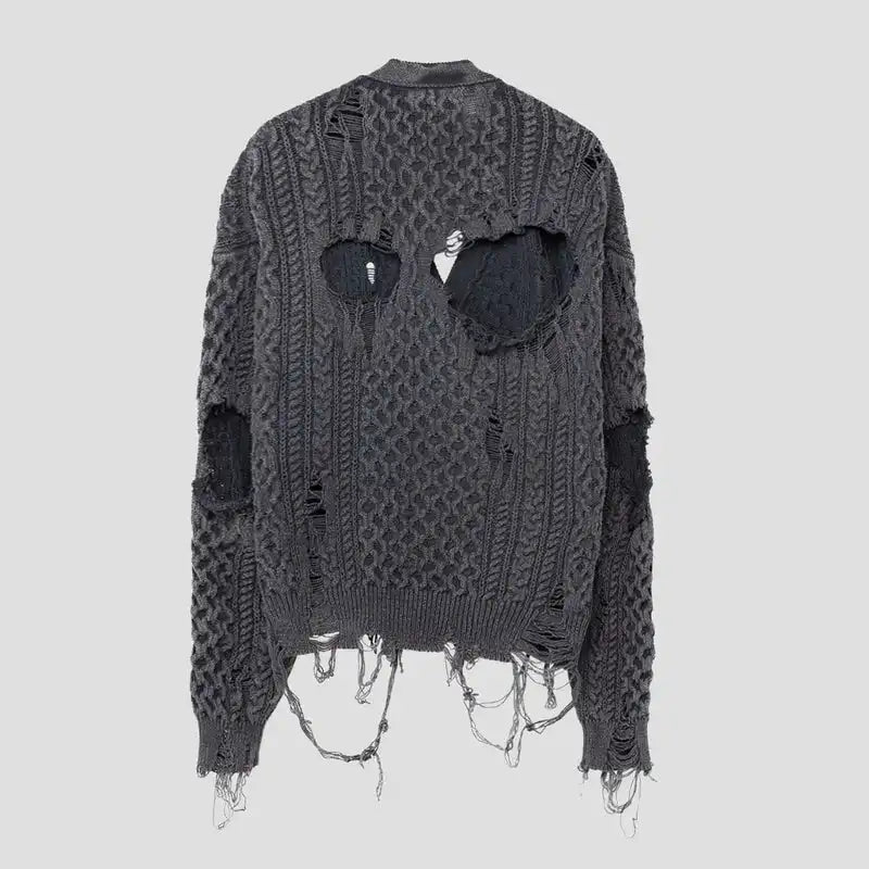 Custom Distressed Cardigan Sweater Unisex Oversized Winter Knitwear Clothes V Neck Button Crop Cable Knit Cardigan Women