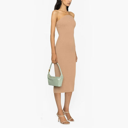 knitwear manufacturers custom Logo rib Knit Dress midi bodycon Knit Dress strapless fall sweater dress women clothing
