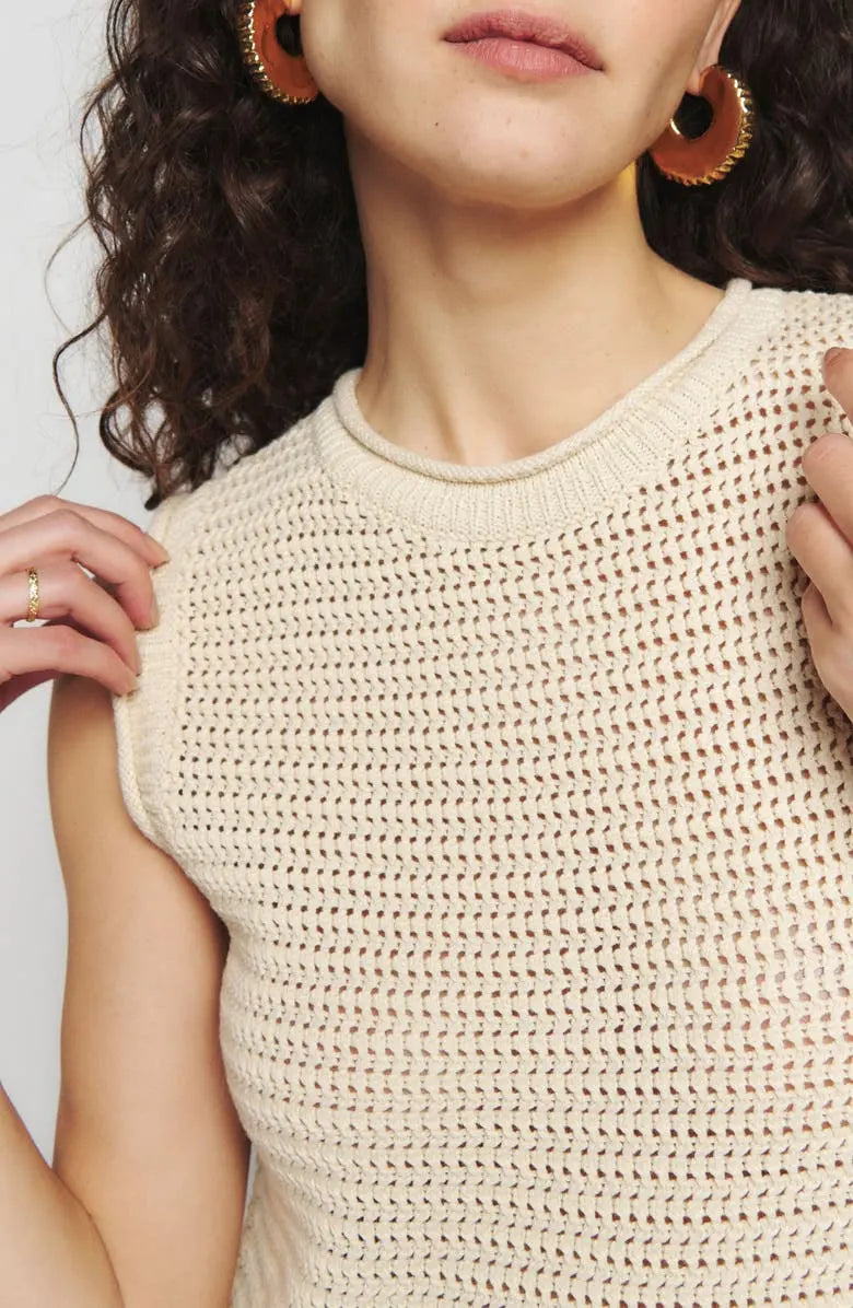 Custom open Knit dress ladies knitwear cotton Stitch Sleeveless crew Neck Women Sweater Knitted Long Maxi Dress Girls