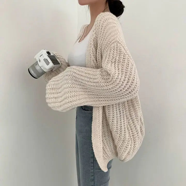 Casual chunky thick Knit Cardigan Sweater oversized V neck Loose Streetwear Coat Women knitwear Vintage Knit Sweater Jacket Y2K