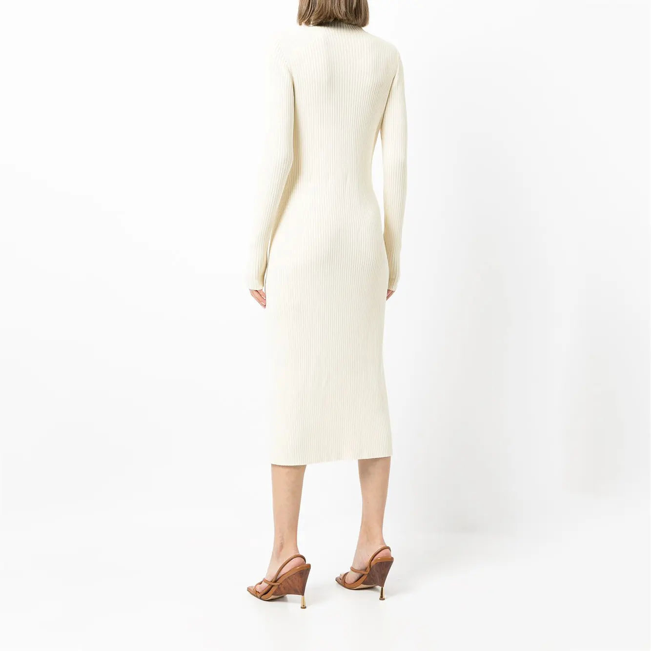 Custom Rib Knit Midi Dress Fashion Knitted Long Lady Elegant Winter Girls Casual Women Dresses hollow out Knitting Sweater Dress