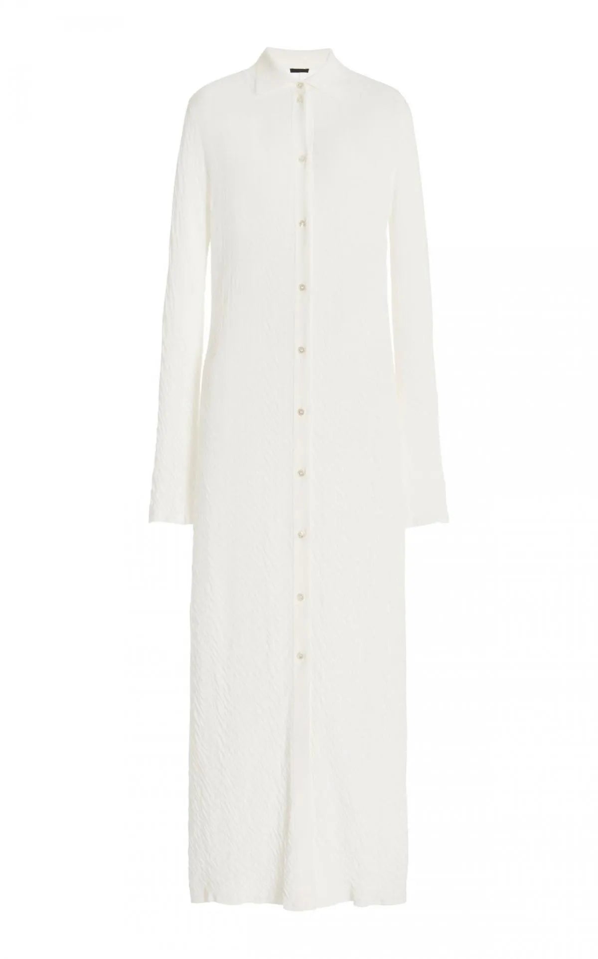 Custom knit dress manufacturer fall winter white turn-down collar long sleeved button maxi knit women's sweater dress