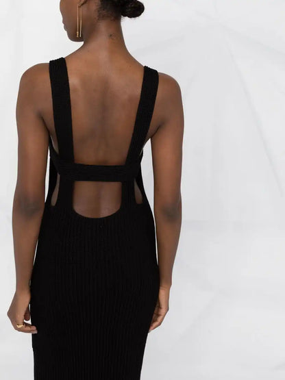 Custom knitwear manufacturer summer skinny sexy maxi dress suspender backless nightclub knitted dress women sweater clothing
