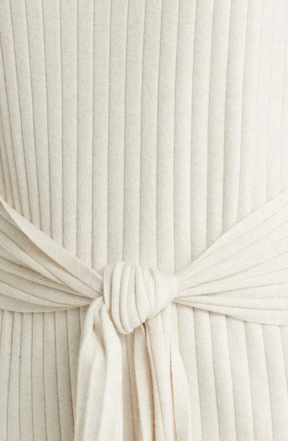 knitwear manufacturer Custom knit sweater dress ladies Tie Waist Rib knitted casual sleeveless dress women sweater dress