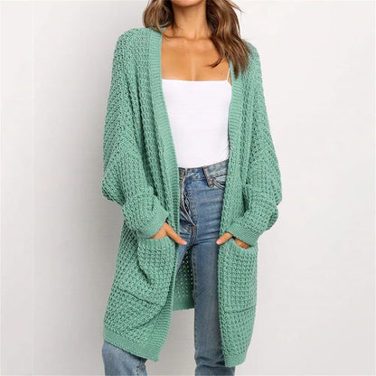 custom wholesale long cardigan sweater for women v neck knit cardigan women overised long cardigan mujer