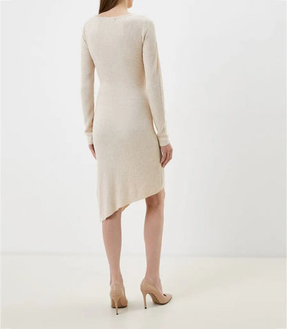 knitwear manufacturer Custom high-end Merino wool knitted mid-length dress casual lady girls knitted sweater dresses for women