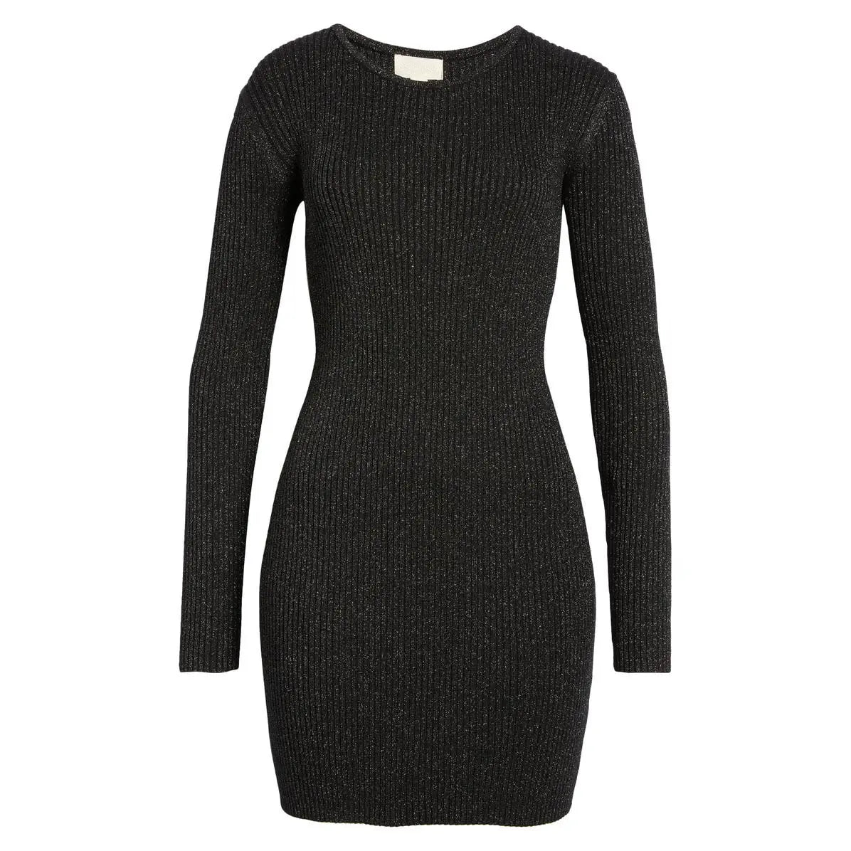 Custom knit sweater sparkle sparkle dress women long sleeve jumper mini winter women Sparkling Ribbed knitted sweater dresses