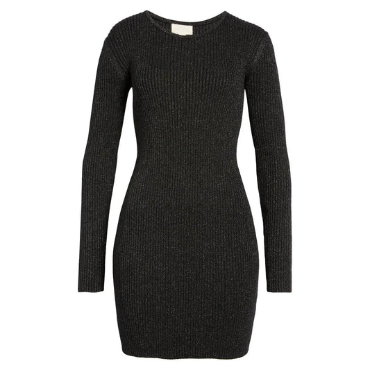 Custom knit sweater sparkle sparkle dress women long sleeve jumper mini winter women Sparkling Ribbed knitted sweater dresses