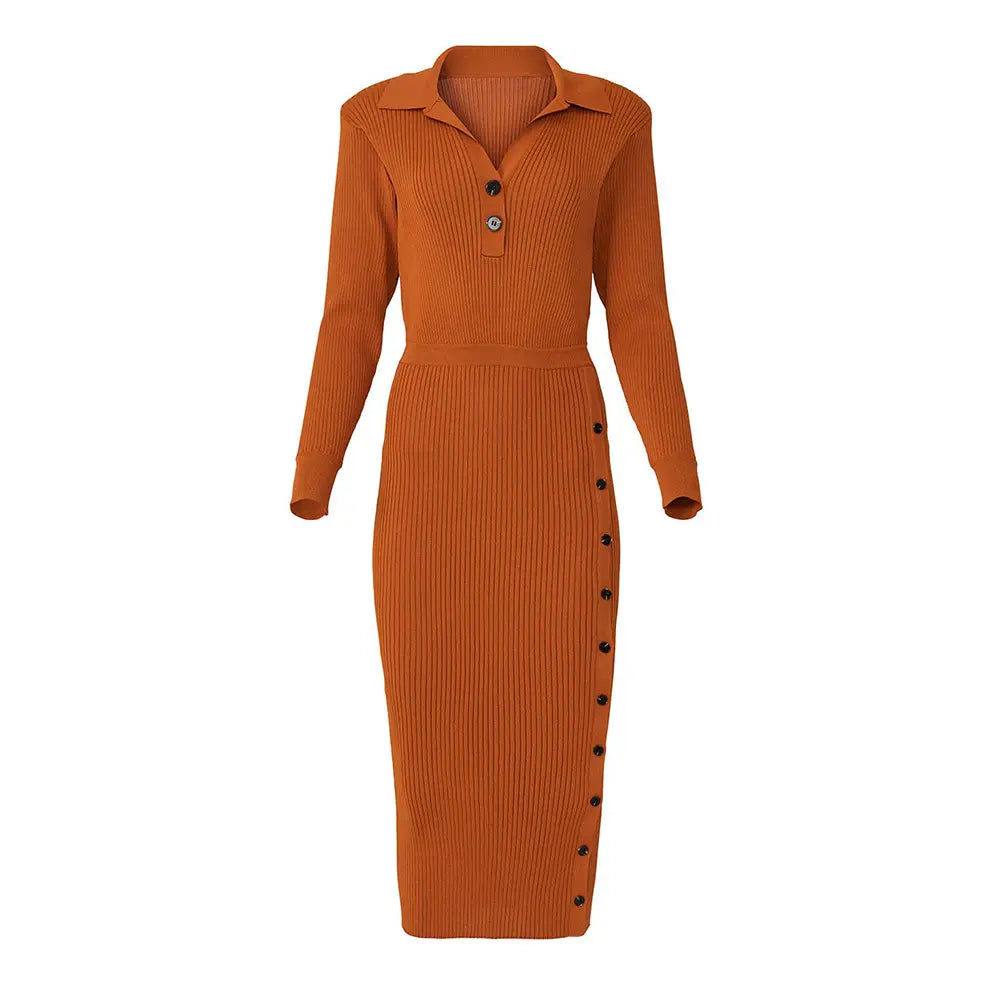 Knitwear Manufacturer Custom ribbed knitted luxury polo dress women sweaters dresses for women