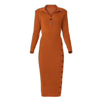 Knitwear Manufacturer Custom ribbed knitted luxury polo dress women sweaters dresses for women