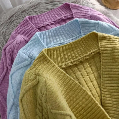Wholesale Casual Autumn Winter Cardigans For Ladies Loose Lady Knitted Solid Custom Knitwear Chunky Girls Cardigans For Women