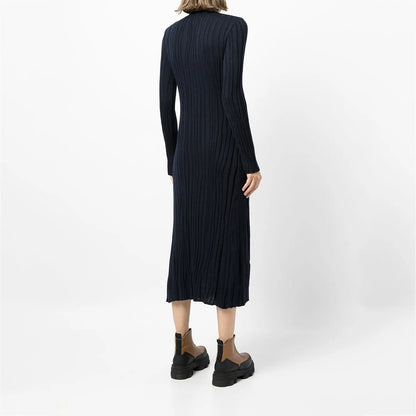 Knitwear Manufacturer Custom Knit Sweater Dress new autumn prom Long Sleeve Maxi Ribbed Knit Sweater Dress Women Clothing