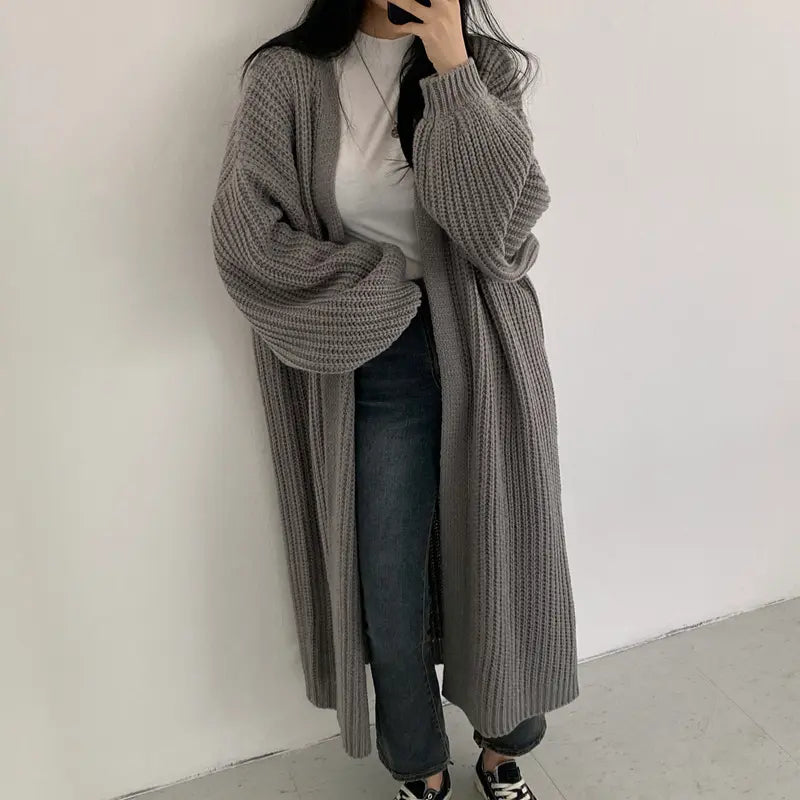 Custom Knitwear Women’s Chunky Knit Oversized Maxi Long Cardigan – Knitted Sweater for Women