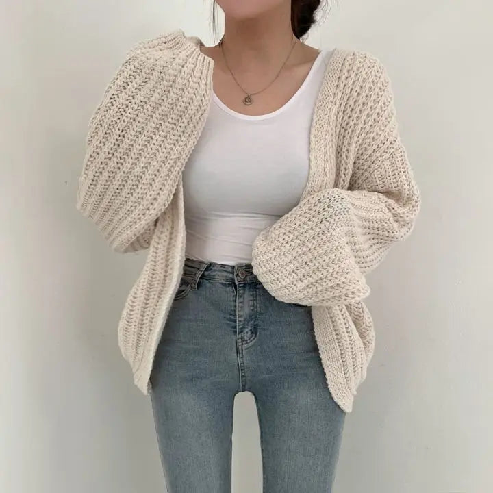 Casual chunky thick Knit Cardigan Sweater oversized V neck Loose Streetwear Coat Women knitwear Vintage Knit Sweater Jacket Y2K