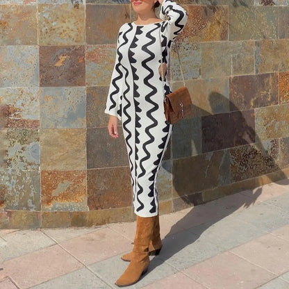 Women Y2K Knit Long Sleeve Sweater Maxi cardigan Korean Dress Ladies Elegant Mid Split Slim Casual Robe Dresses Clothing