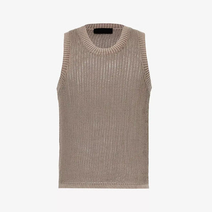 knitwear manufacturer custom OEM ODM open knit sweater men summer sleeveless v neck cotton custom men knitted vest