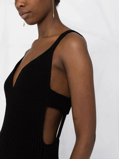 Custom knitwear manufacturer summer skinny sexy maxi dress suspender backless nightclub knitted dress women sweater clothing