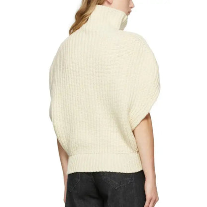 Custom Pattern Women's Turtleneck Sweater - Cotton Wool Knitted Bat Sleeve Sleeveless Top