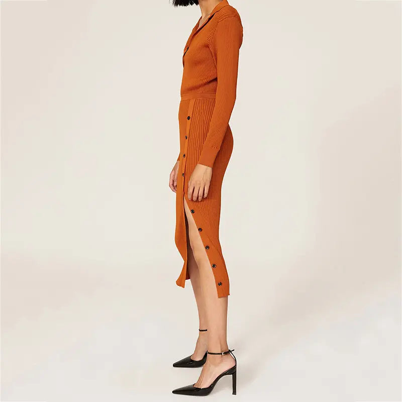 Knitwear Manufacturer Custom ribbed knitted luxury polo dress women sweaters dresses for women