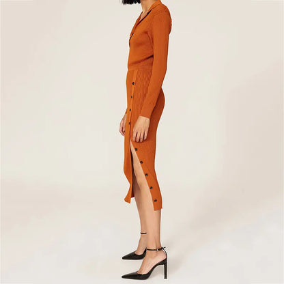 Knitwear Manufacturer Custom ribbed knitted luxury polo dress women sweaters dresses for women
