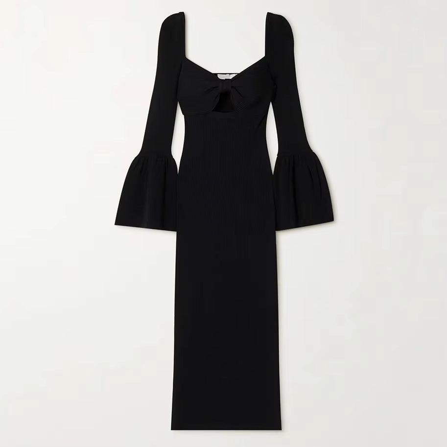 knitwear Knitted Dresses Black Cutout Ribbed
