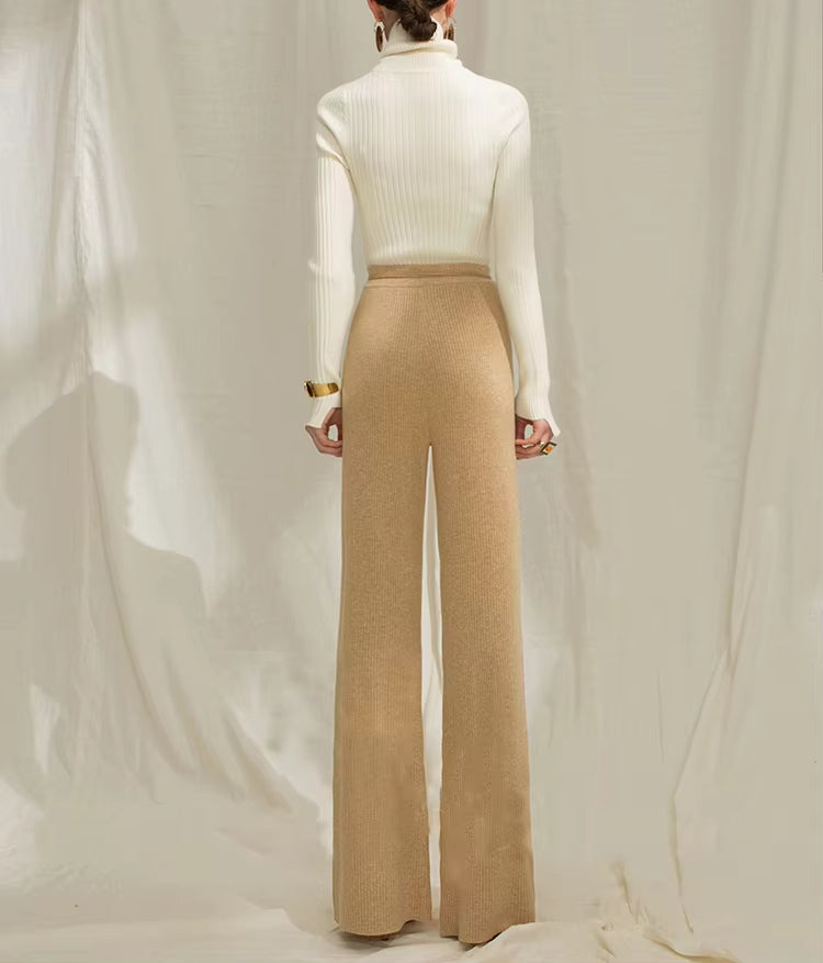 Winter Ladies Pullover Women Knit pant set Wool cashmere Sweater Suits