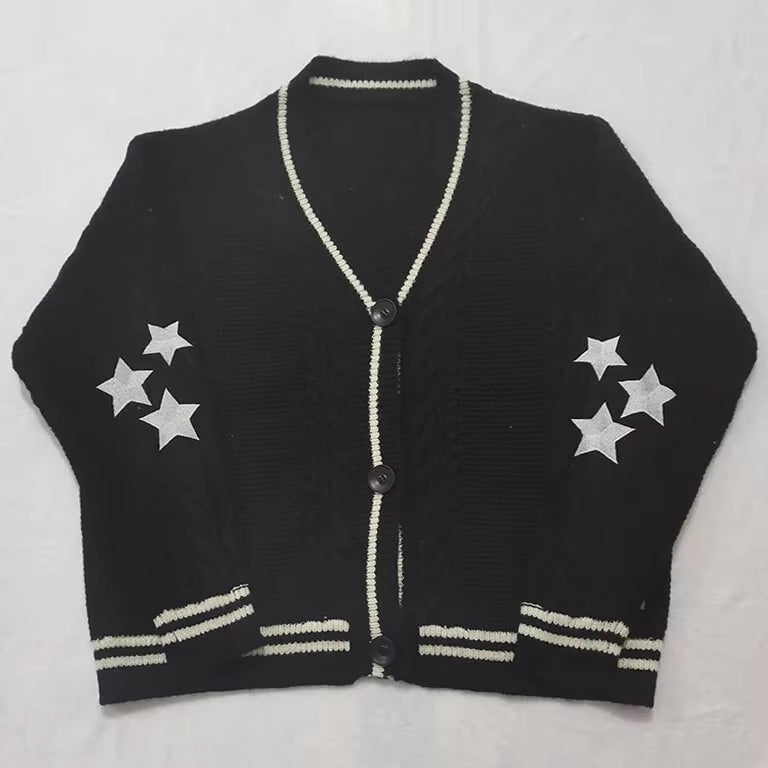 Custom Pattern Cardigan Women Embroidered Sweater Long Sleeve Knitwear