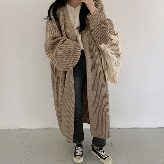 Custom Knitwear Women’s Chunky Knit Oversized Maxi Long Cardigan – Knitted Sweater for Women